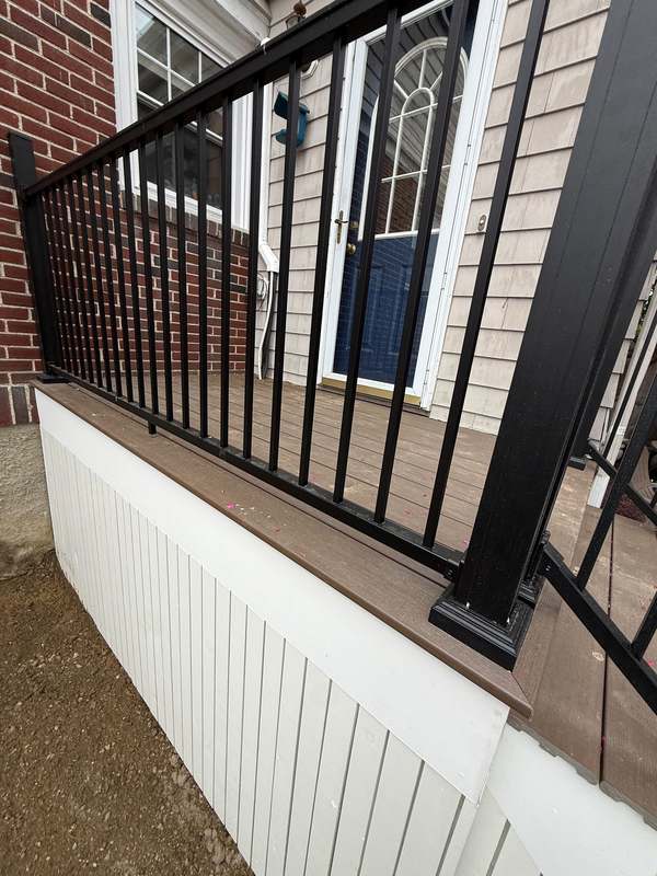 Deck railing and skirting, side view